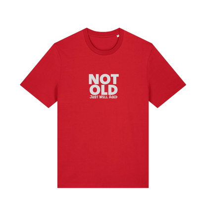 red funny slogan t-shirt with 'not old just well aged'