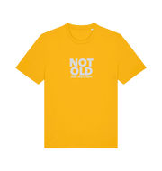 yellow funny slogan t-shirt with 'not old just well aged'