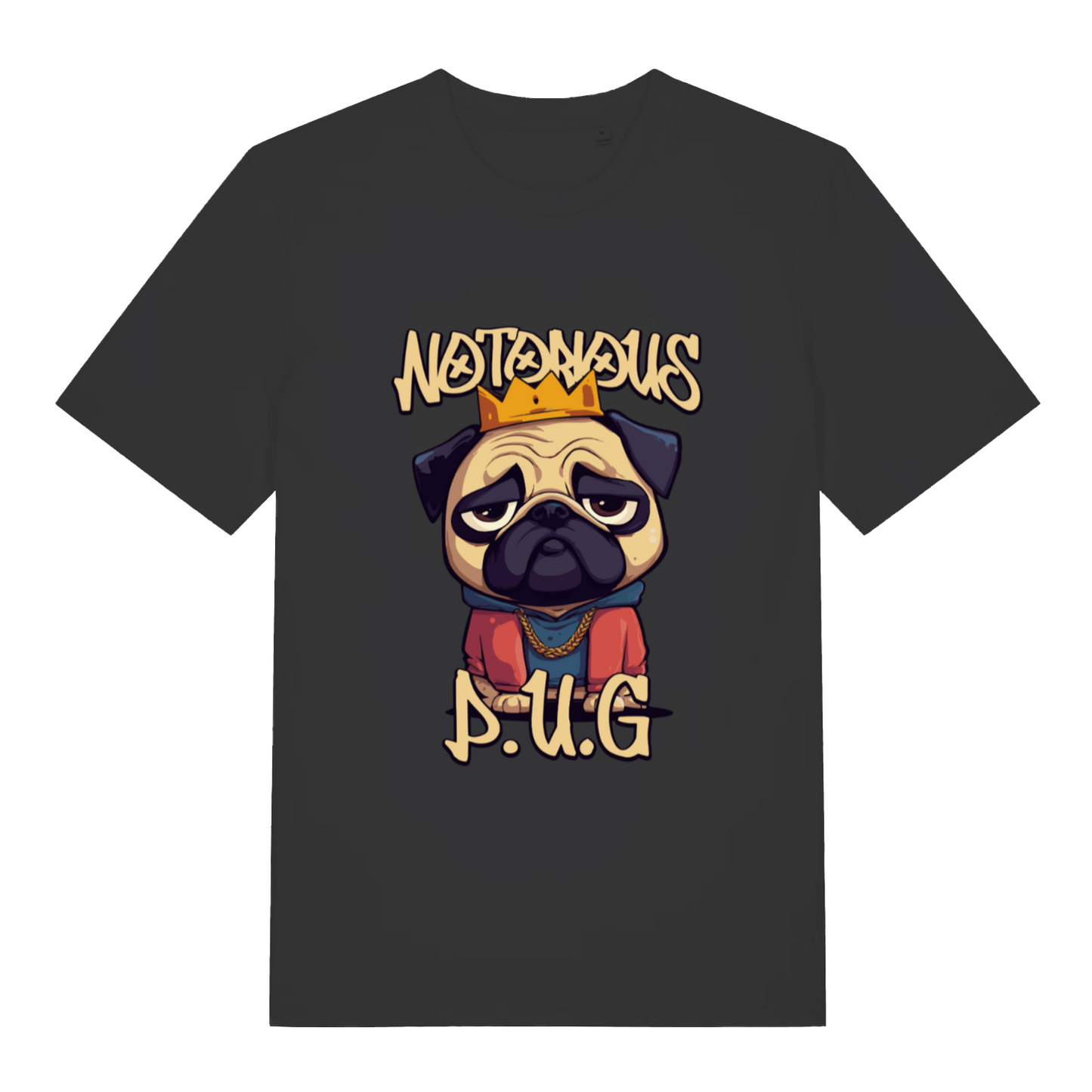 Black funny animal t-shirt with a pug graphic and 'Notorious P.U.G.' 