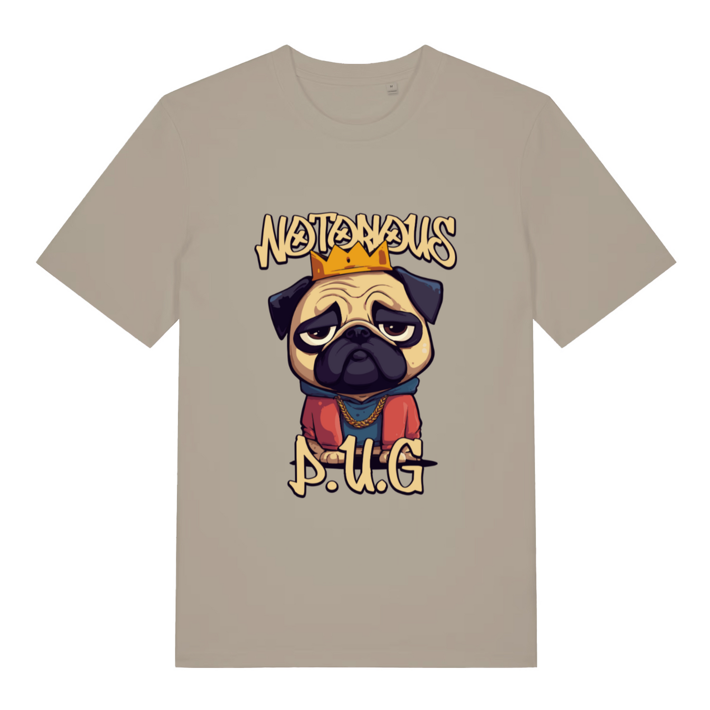 stone funny animal t-shirt with a pug graphic and 'Notorious P.U.G.'