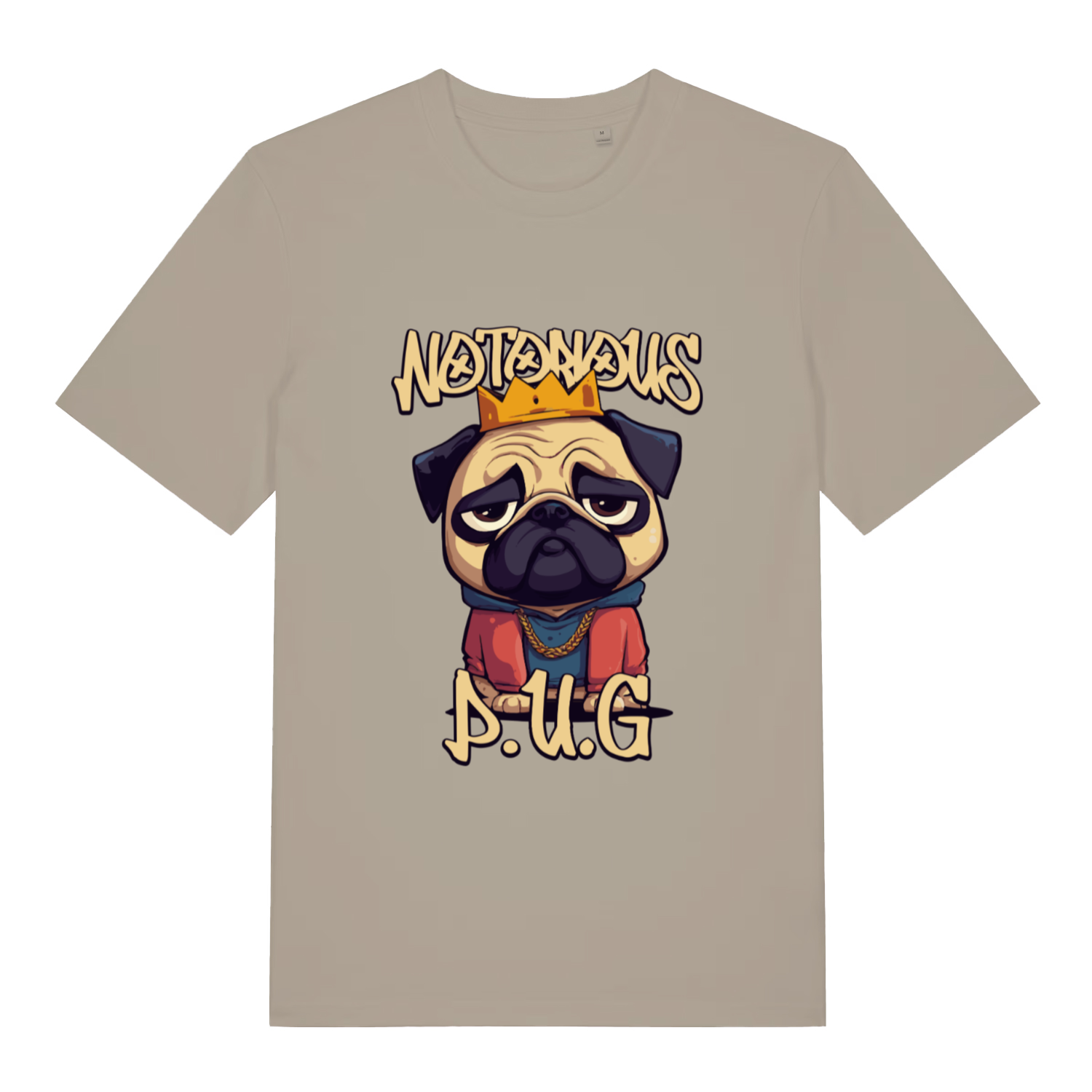 stone funny animal t-shirt with a pug graphic and 'Notorious P.U.G.'