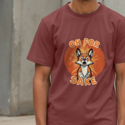 Maroon funny fox t-shirt with a fox graphic and the slogan 