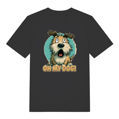 black funny animal t-shirt with the graphic of a cartoon dog and the slogan 'oh my dog'