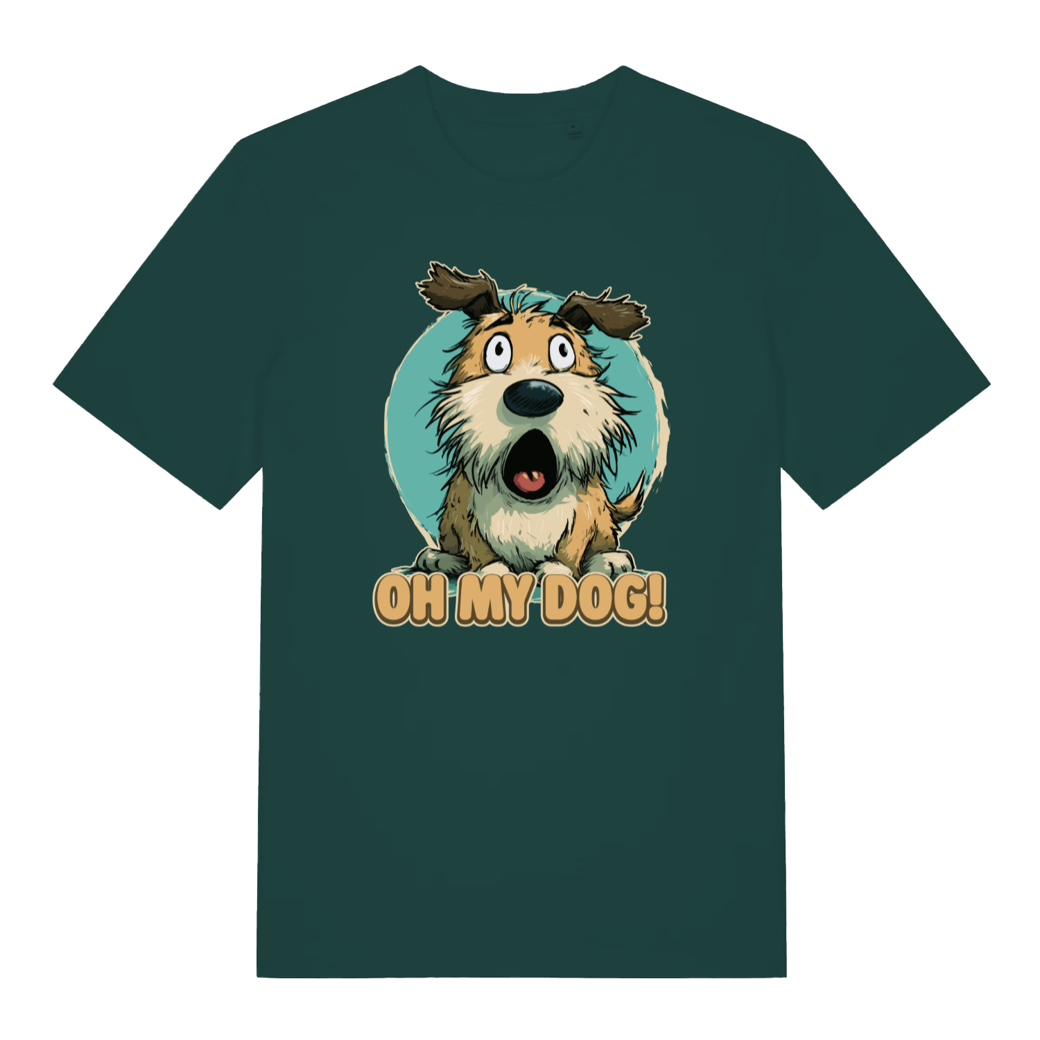 green funny animal t-shirt with the graphic of a cartoon dog and the slogan 'oh my dog'