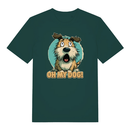 green funny animal t-shirt with the graphic of a cartoon dog and the slogan 'oh my dog'