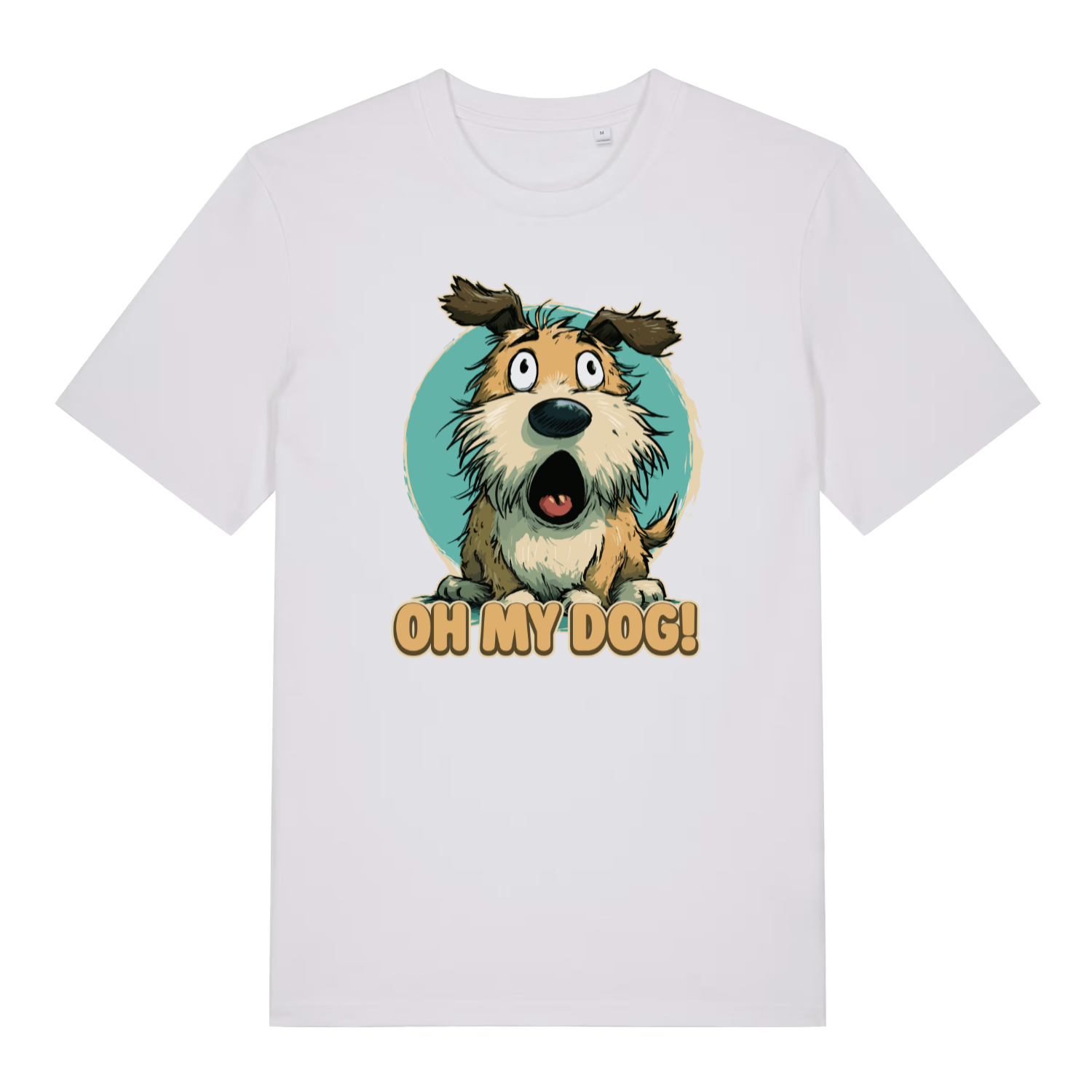 white funny animal t-shirt with the graphic of a cartoon dog and the slogan 'oh my dog'