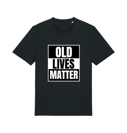black slogan t-shirt with 'old lives matter'