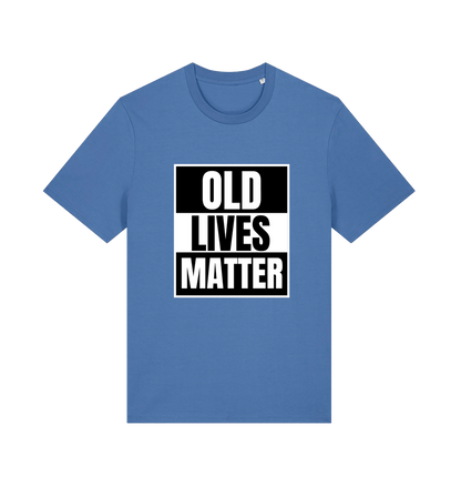 blue slogan t-shirt with 'old lives matter'