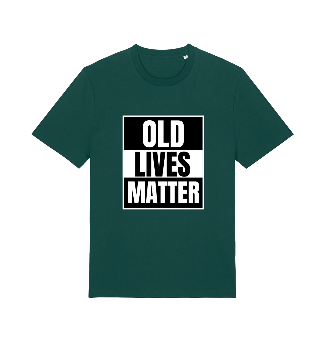 green slogan t-shirt with 'old lives matter'