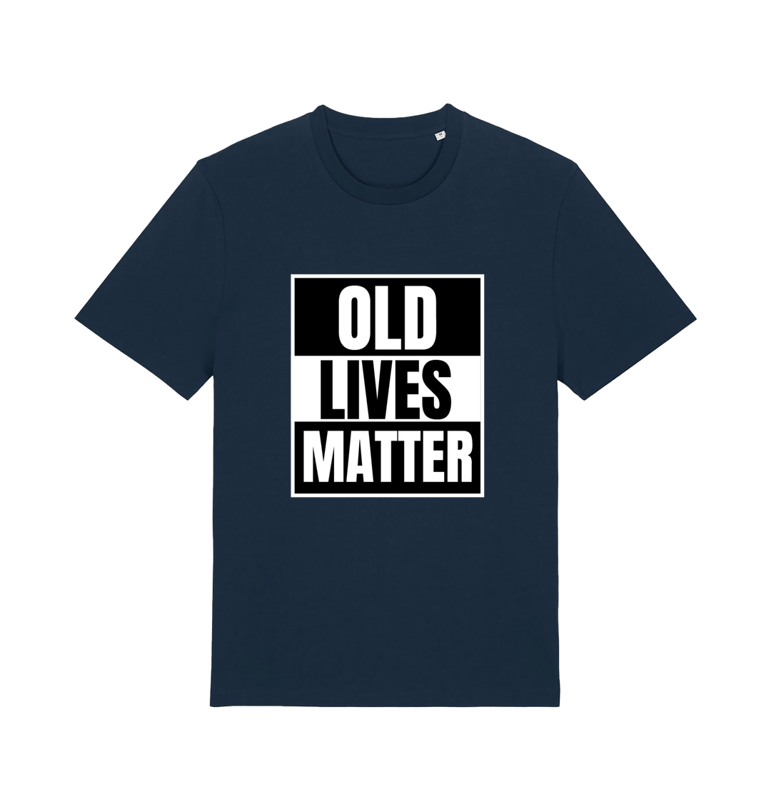 navy slogan t-shirt with 'old lives matter'