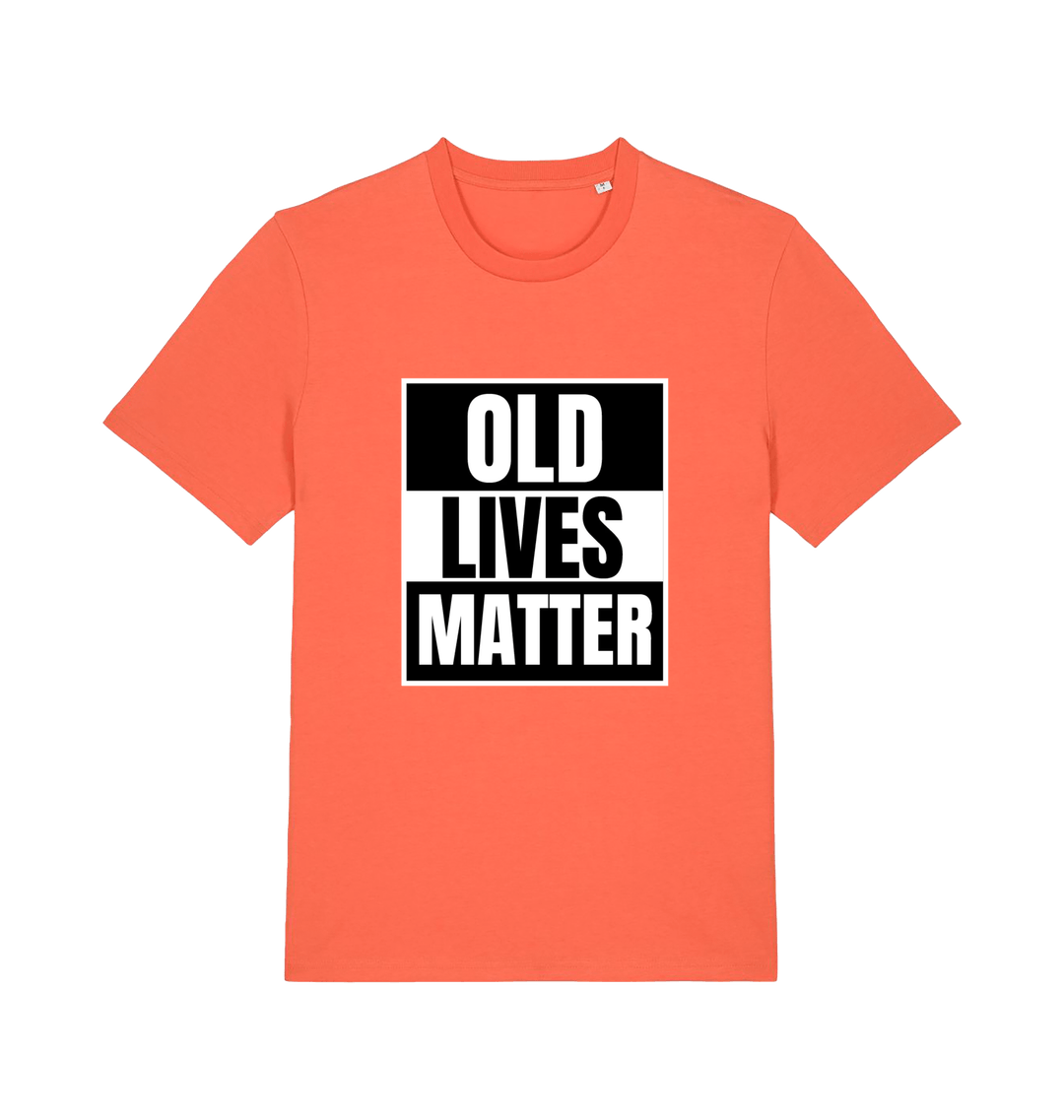 orange slogan t-shirt with 'old lives matter'