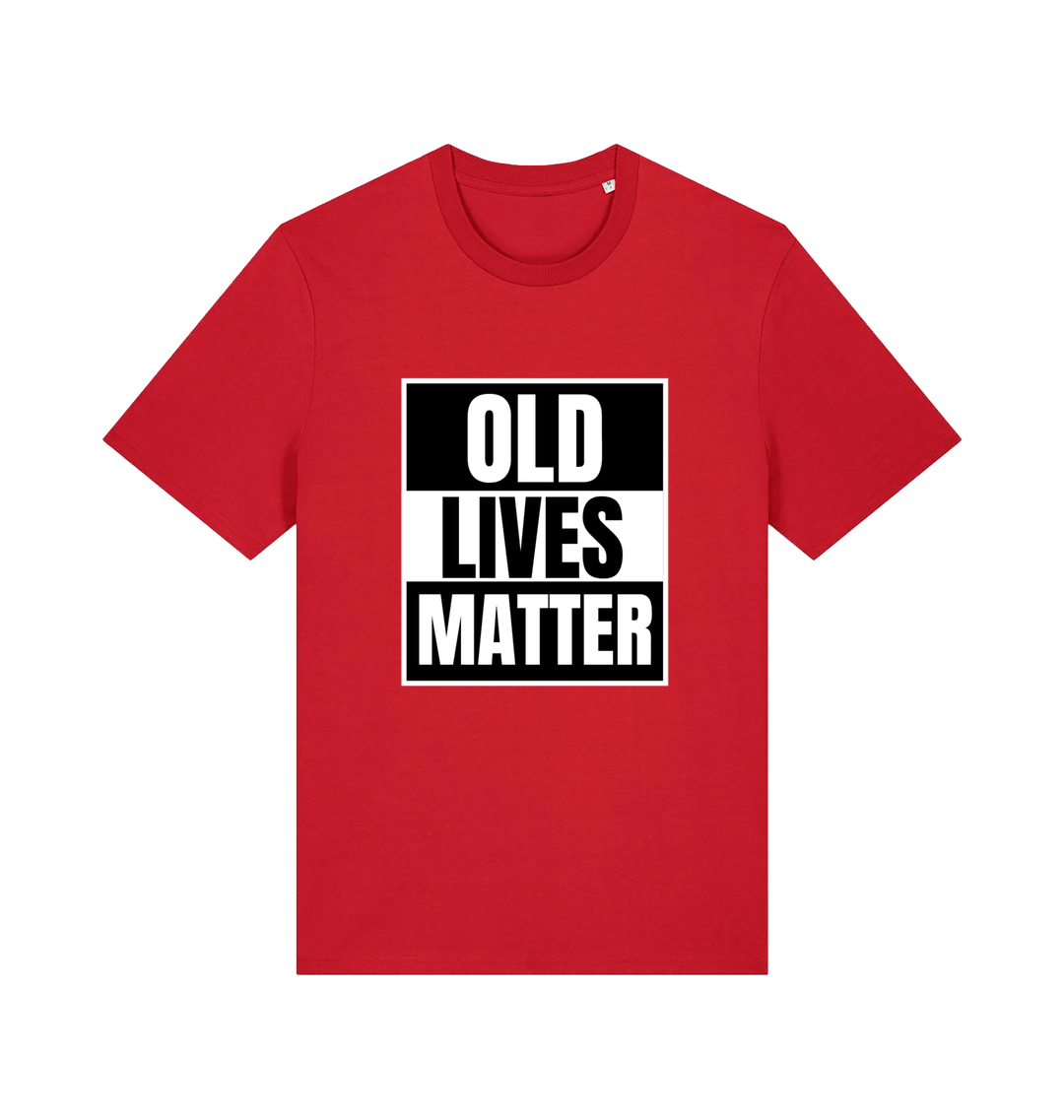 red slogan t-shirt with 'old lives matter'