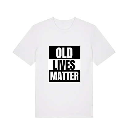 white slogan t-shirt with 'old lives matter'
