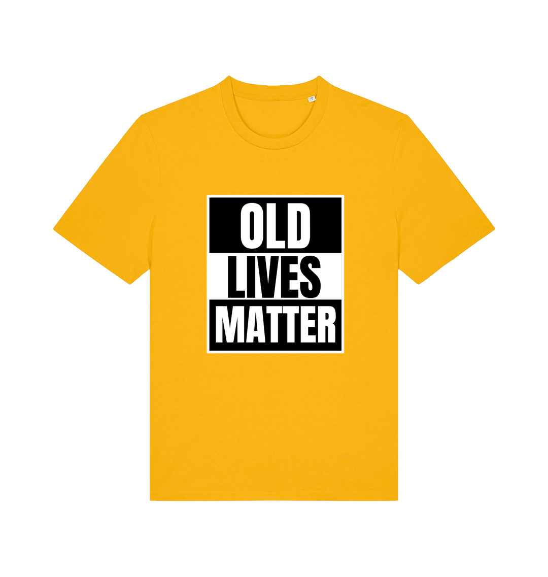 yellow slogan t-shirt with 'old lives matter'
