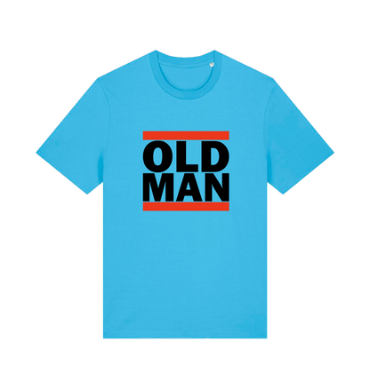 blue slogan t-shirt with 'old man'