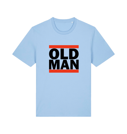 light blue slogan t-shirt with 'old man'