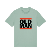 mint green slogan t-shirt with 'old man'