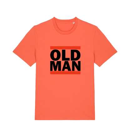 orange slogan t-shirt with 'old man'