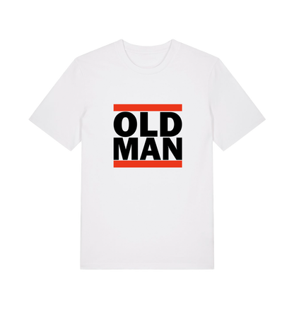 white slogan t-shirt with 'old man'
