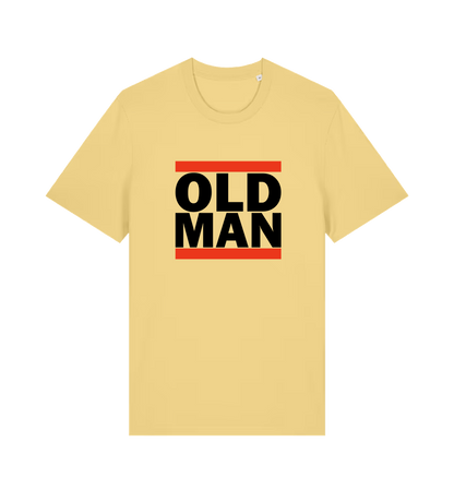 yellow slogan t-shirt with 'old man'
