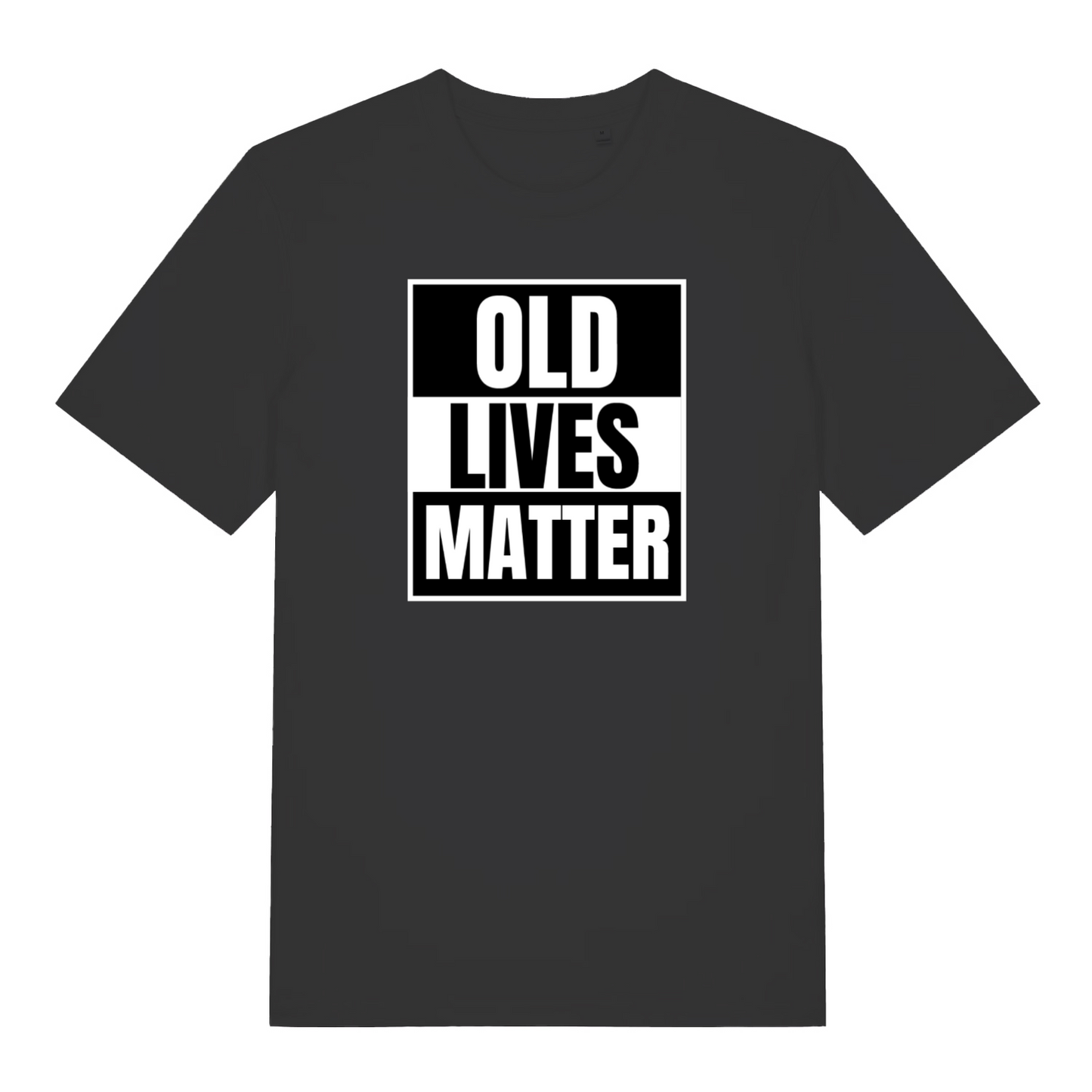 Black funny slogan t-shirt with 'OLD LIVES MATTER' 