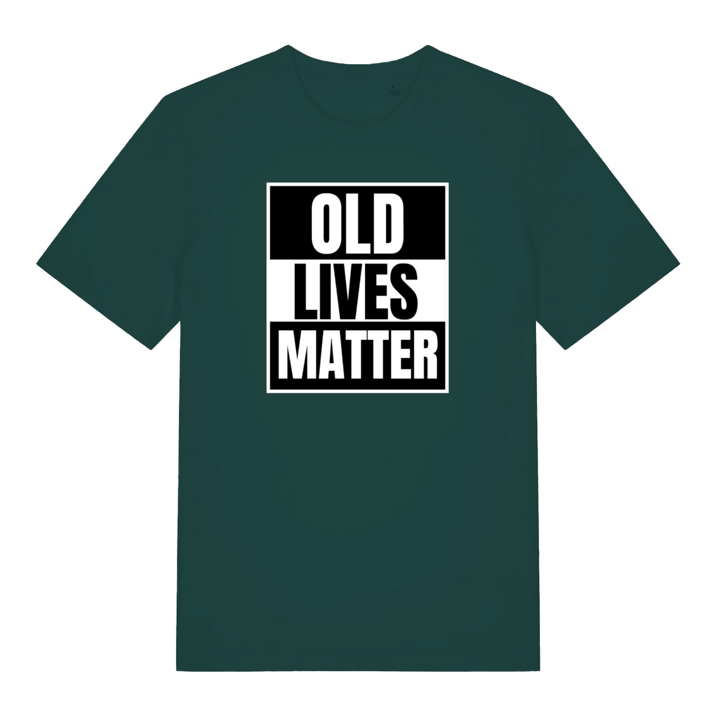 green funny slogan t-shirt with 'OLD LIVES MATTER' 
