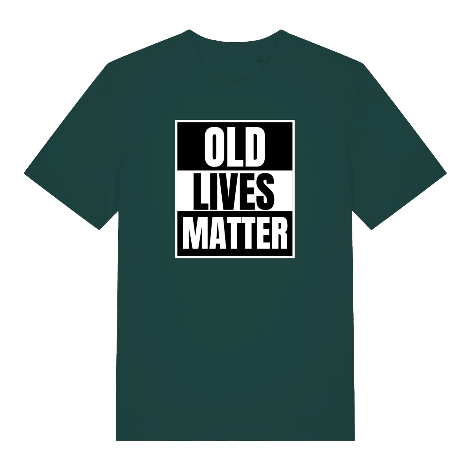 green funny slogan t-shirt with 'OLD LIVES MATTER' 