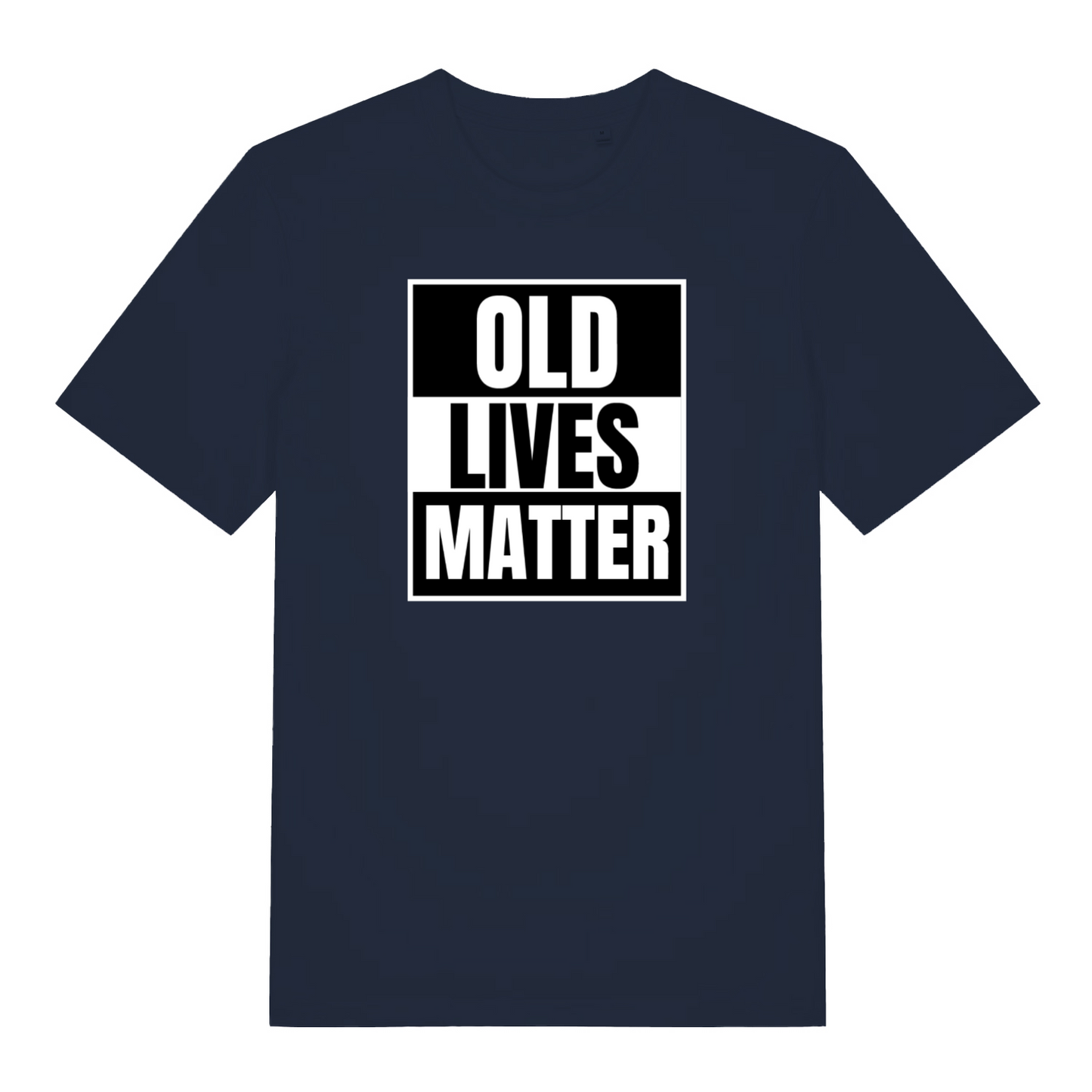 navy funny slogan t-shirt with 'OLD LIVES MATTER' 