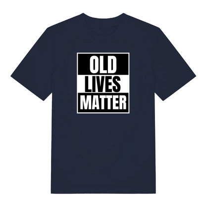navy funny slogan t-shirt with 'OLD LIVES MATTER' 