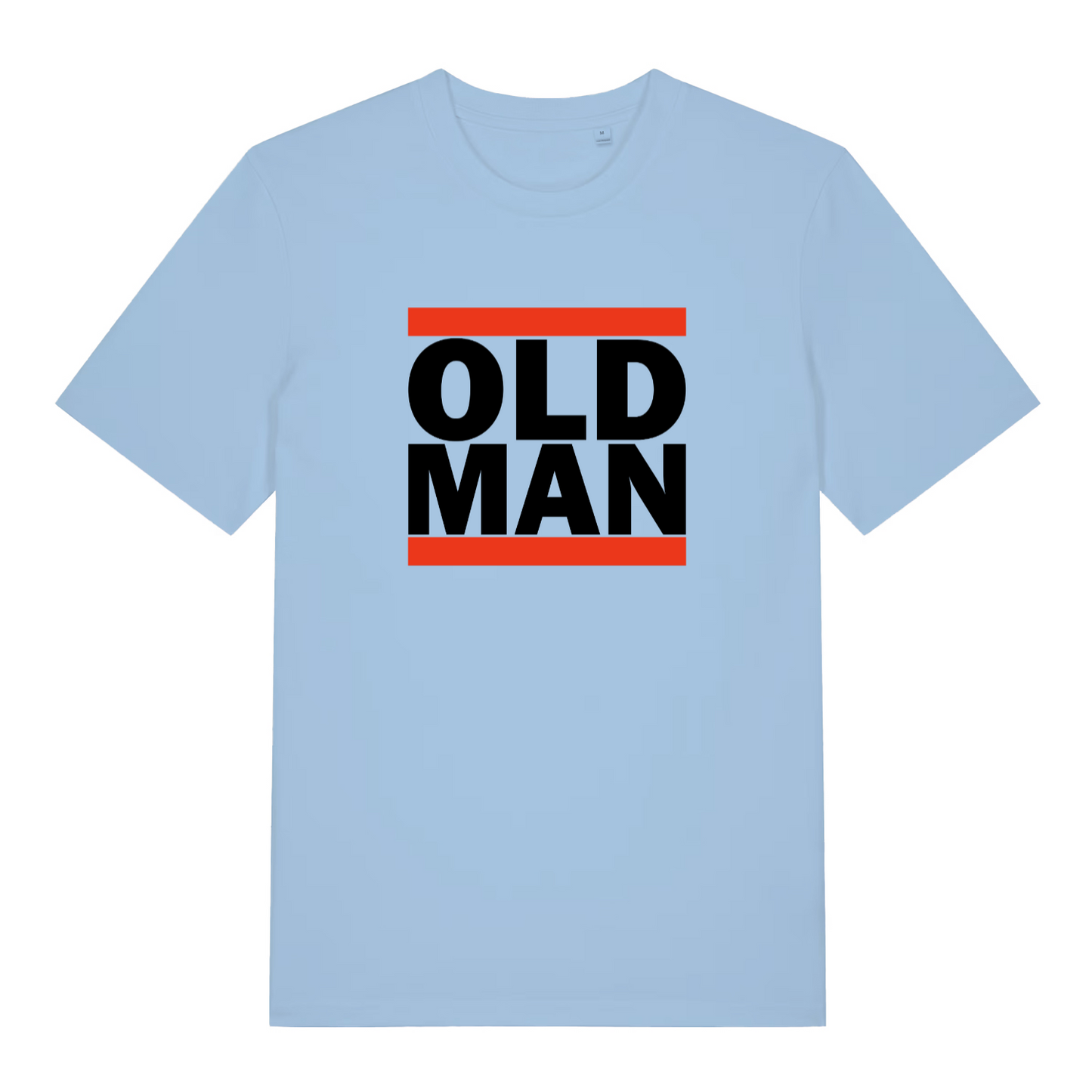 light blue funny slogan t-shirt with the text 'old man'