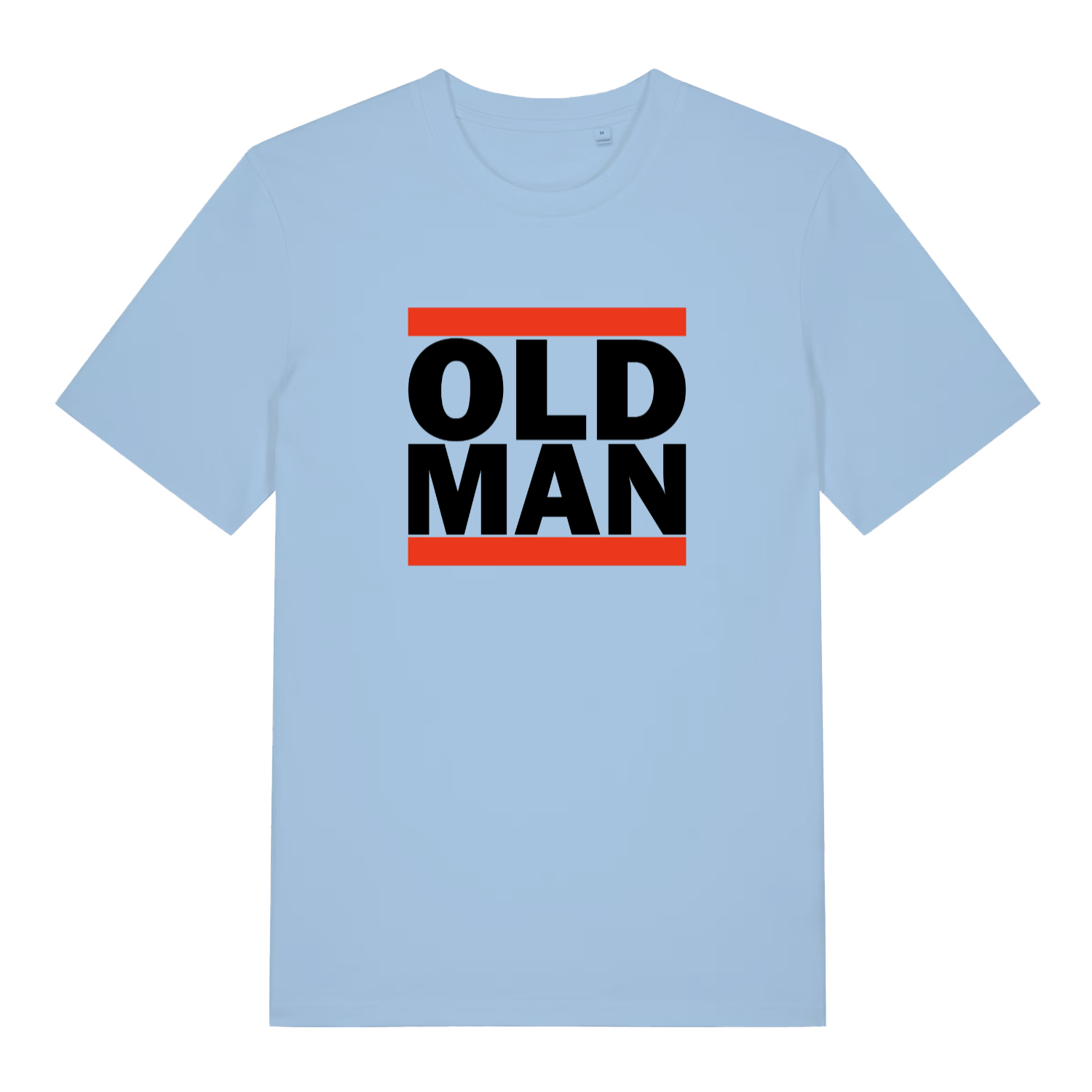 light blue funny slogan t-shirt with the text 'old man'