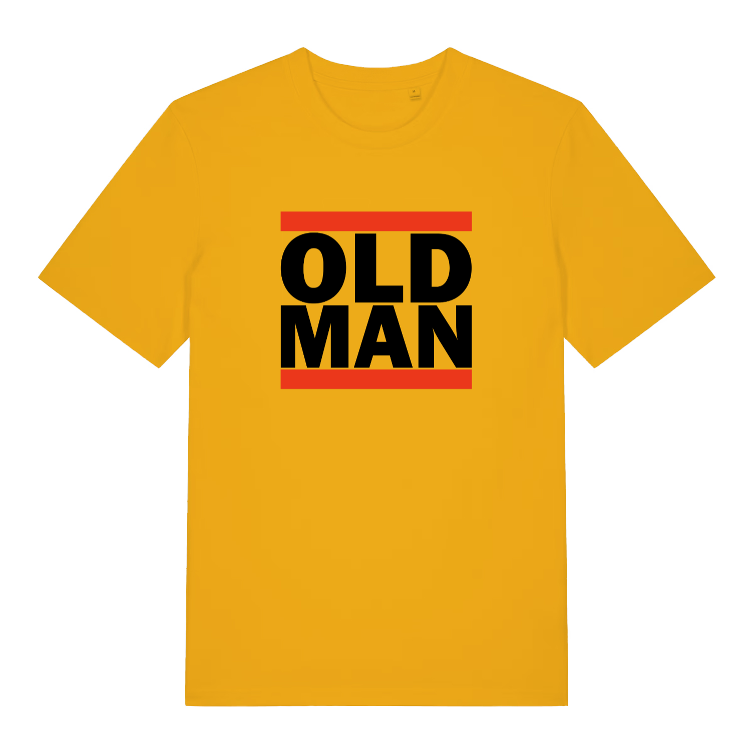 yellow funny slogan t-shirt with the text 'old man'