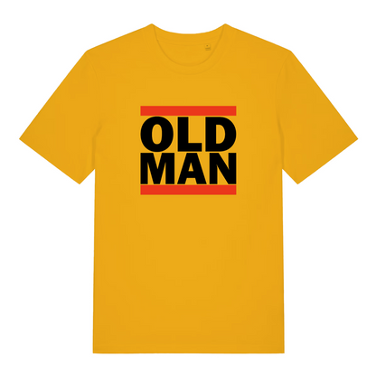 yellow funny slogan t-shirt with the text 'old man'