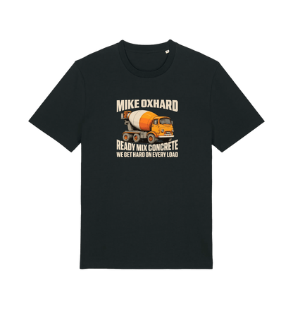 Black funny offensive t-shirt with a graphic of a cement mixer and a rude slogan 