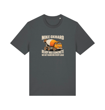 grey funny offensive t-shirt with a graphic of a cement mixer and a rude slogan 
