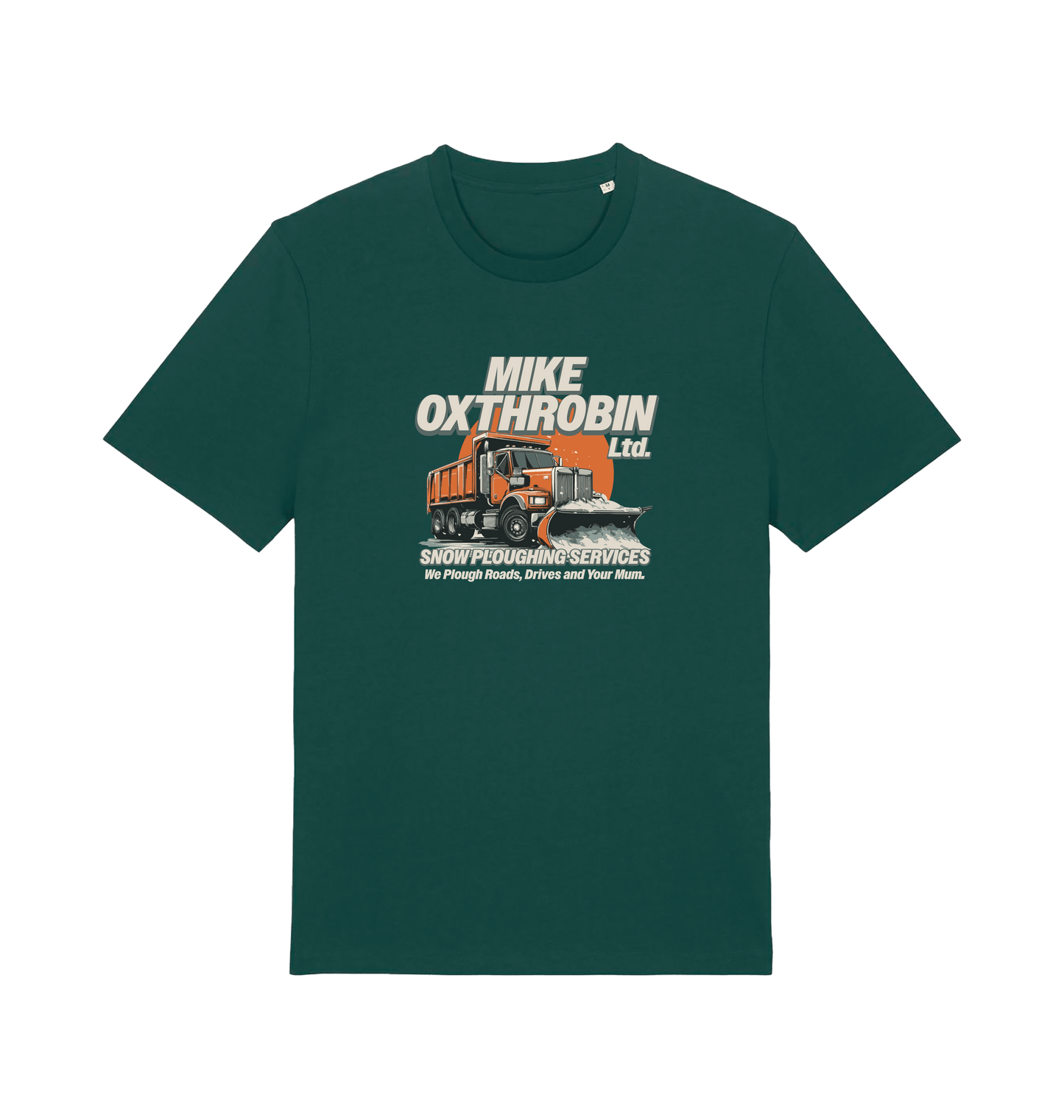 green funny offensive t-shirt with a graphic of a snow plough