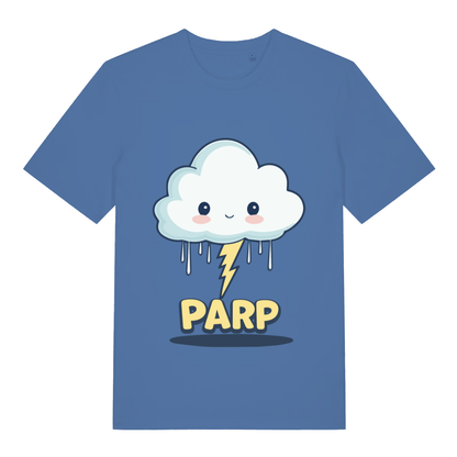 Blue Parp Kawaii funny graphic t-shirt featuring smiling cloud fart design  