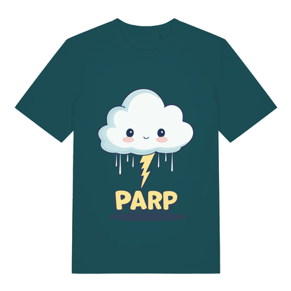 Teal Parp Kawaii funny graphic t-shirt with bold yellow PARP lettering  