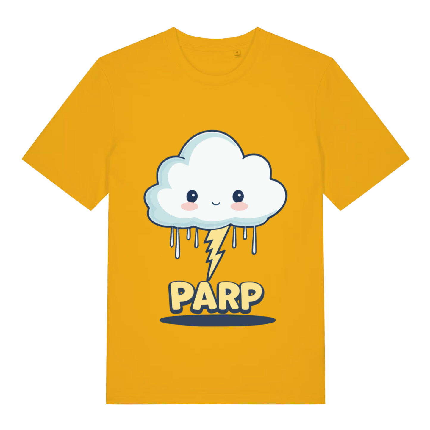 Yellow Parp Kawaii funny graphic t-shirt with cute thundercloud and PARP text  