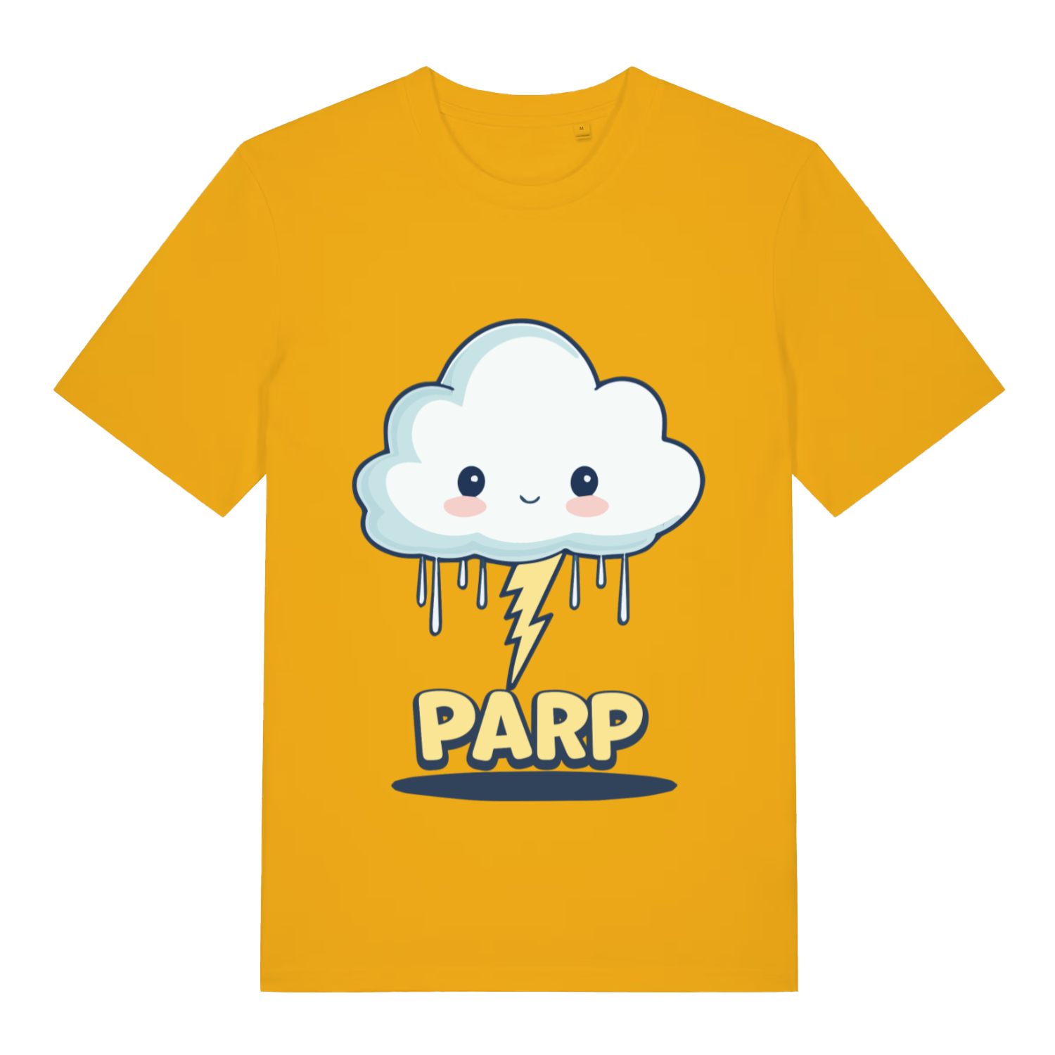Yellow Parp Kawaii funny graphic t-shirt with cute thundercloud and PARP text  