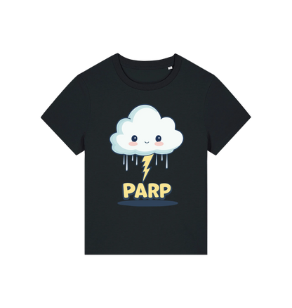 black kawaii t-shirt with the graphic of a cloud and the slogan 'parp'