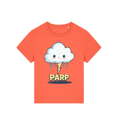 orange kawaii t-shirt with the graphic of a cloud and the slogan 'parp'