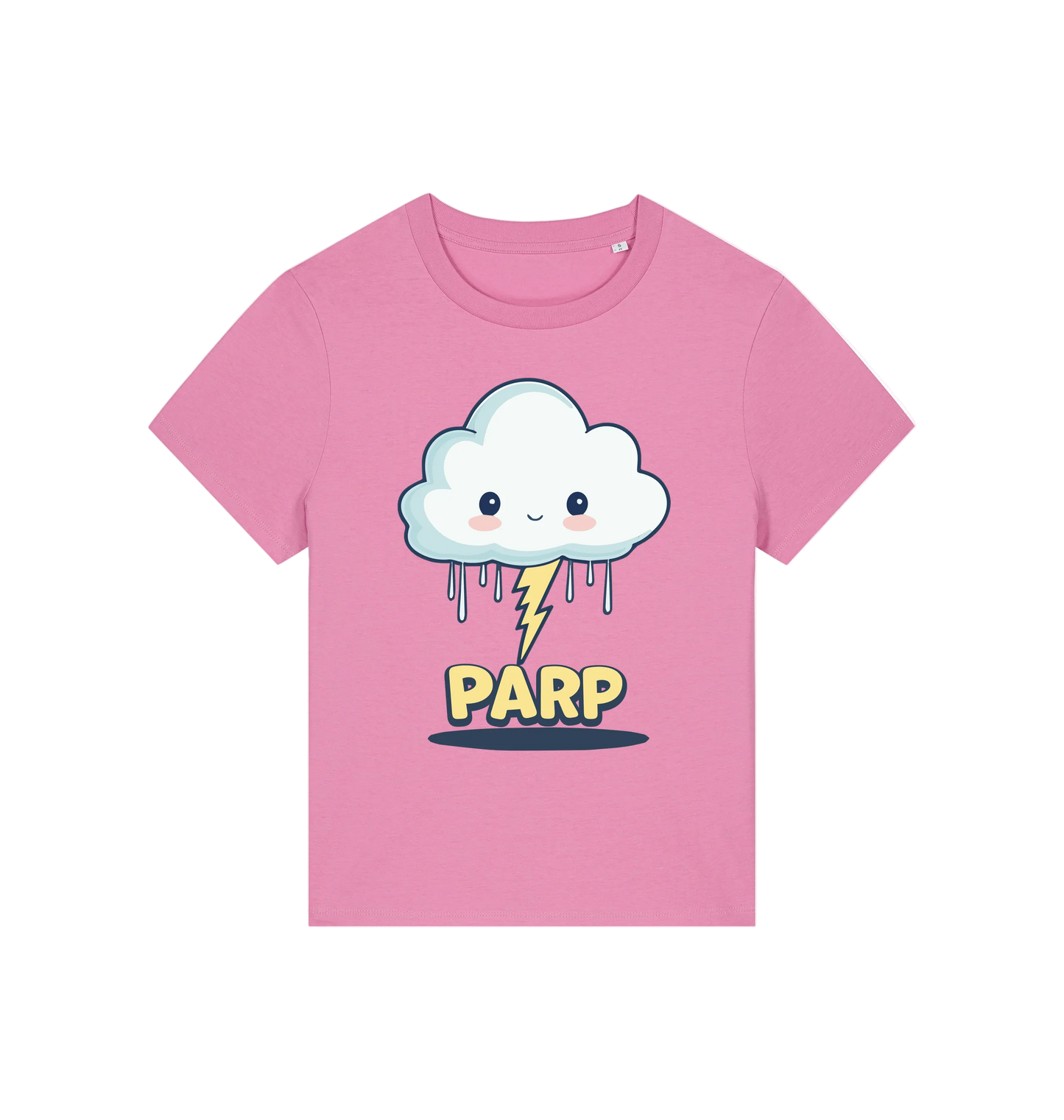 pink kawaii t-shirt with the graphic of a cloud and the slogan 'parp'