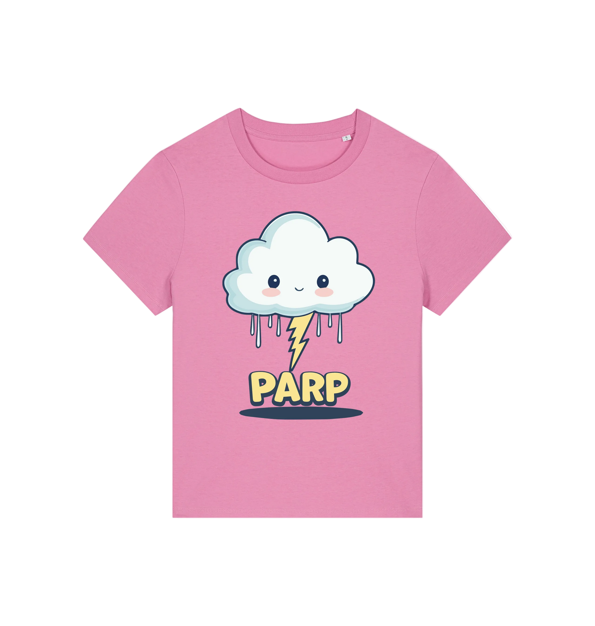 pink kawaii t-shirt with the graphic of a cloud and the slogan 'parp'