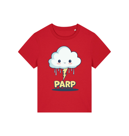 red kawaii t-shirt with the graphic of a cloud and the slogan 'parp'