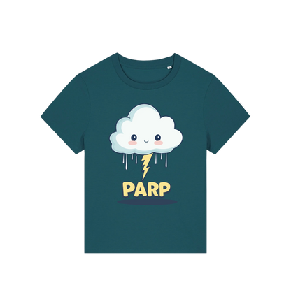 teal kawaii t-shirt with the graphic of a cloud and the slogan 'parp'