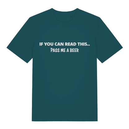 Stargazer If You Can Read This Pass Me A Beer funny slogan t-shirt with bold white slogan  