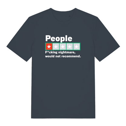 ink grey funny slogan t-shirt with a trust pilot rating one star design