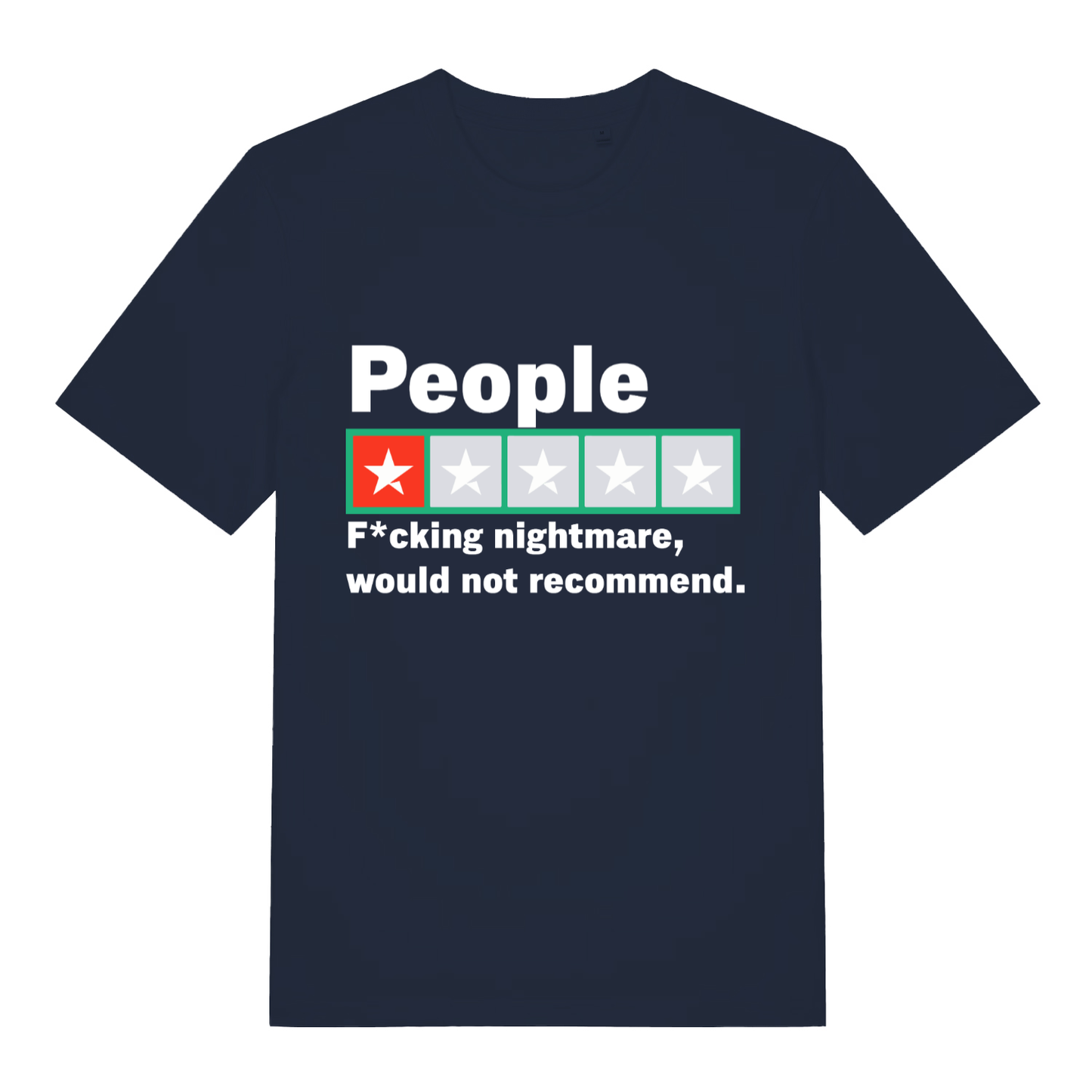 Navy People 1 Star Review funny slogan t-shirt with bold one-star feedback design  
