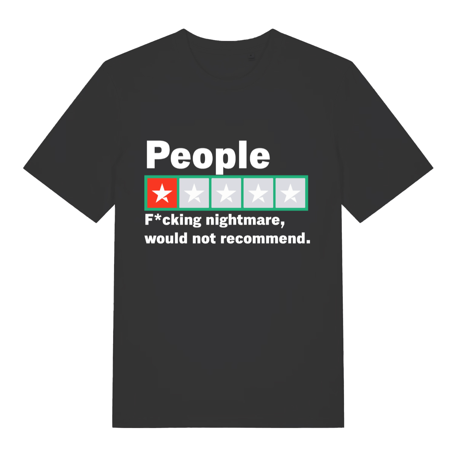 Black People 1 Star Review funny slogan t-shirt with nightmare rating design  